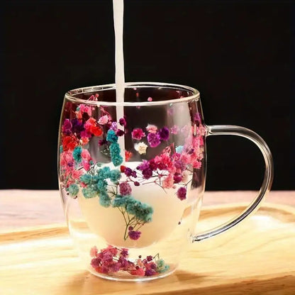 FLOWER GLASS MUG  - LARGE